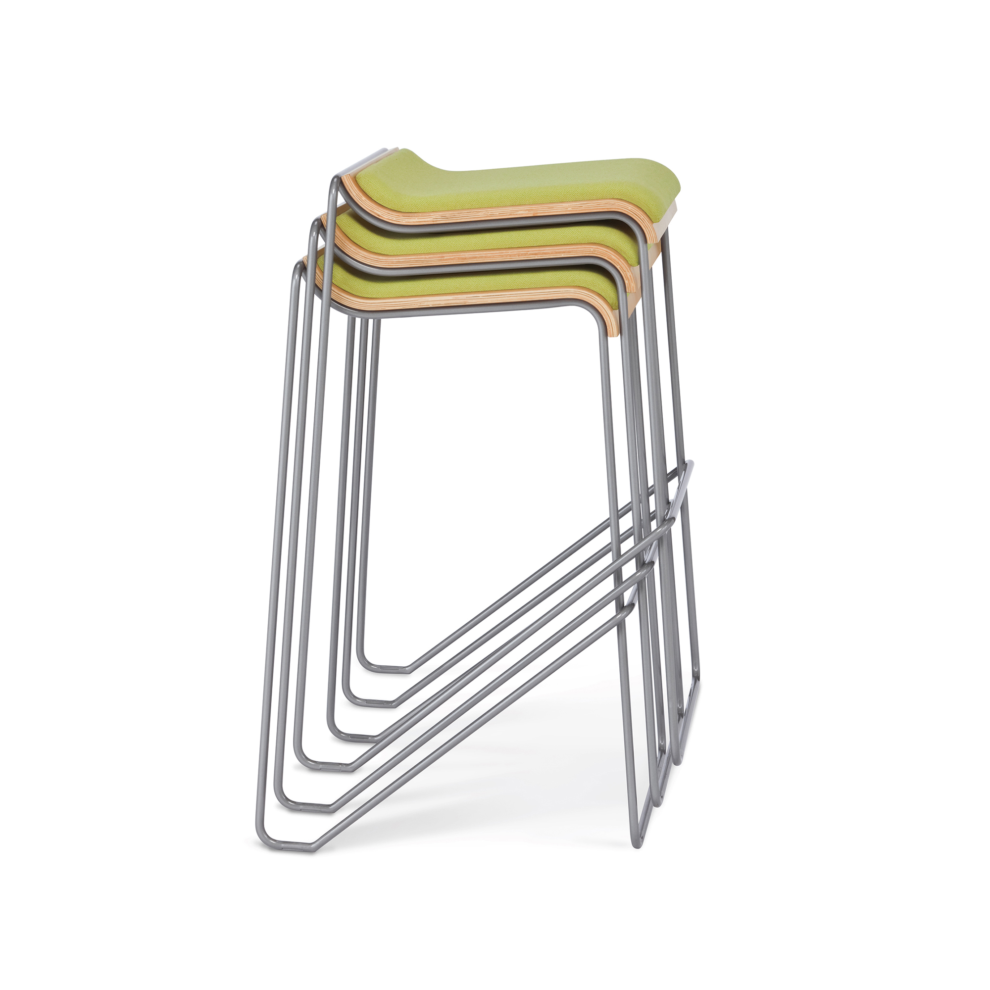 Wake Bar Height Stool, Upholstered Seat Pad, Stacked