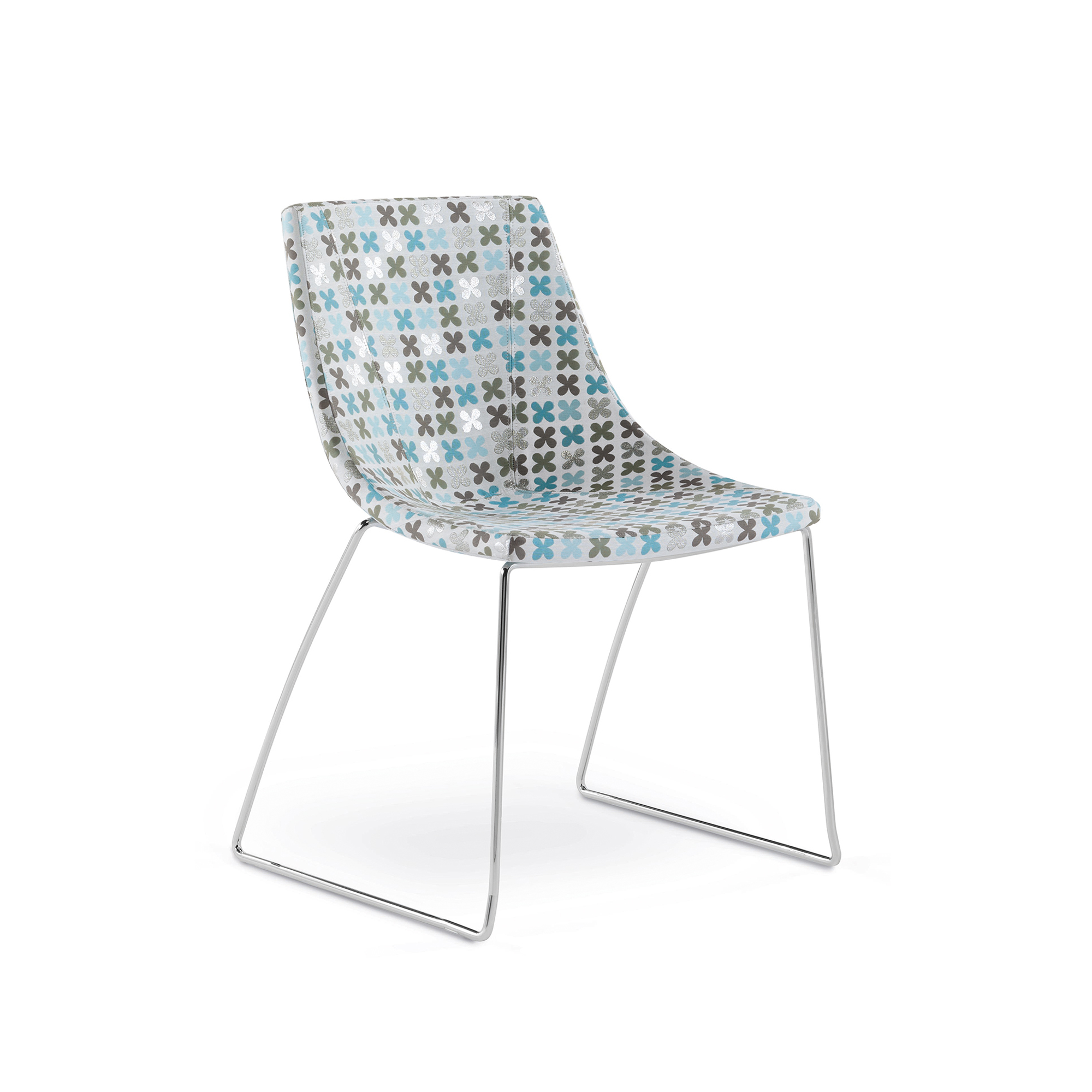 Chirp Guest Chair, Sled Base, Patterned Upholstery