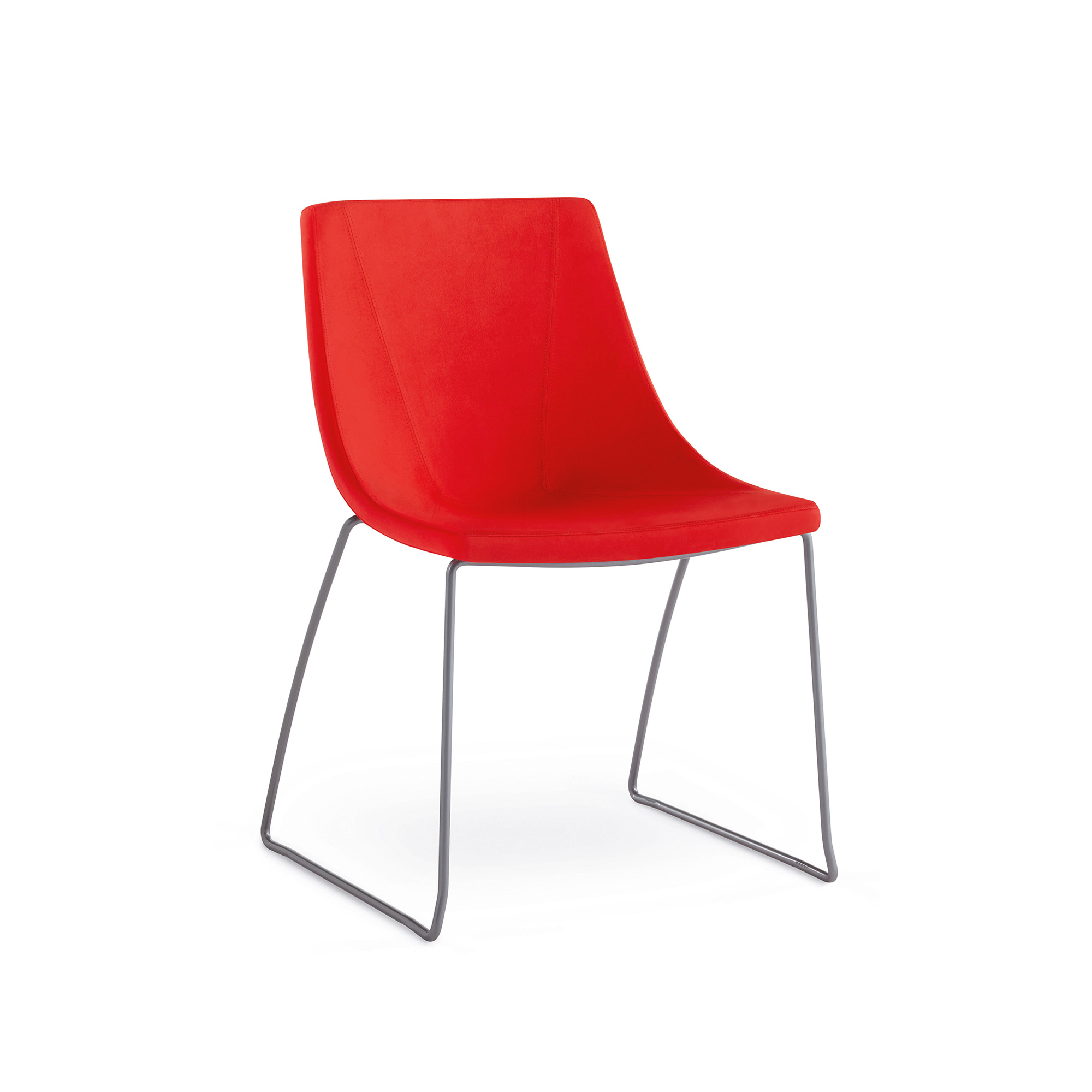 Chirp Guest Chair, Sled Base, Red Upholstery