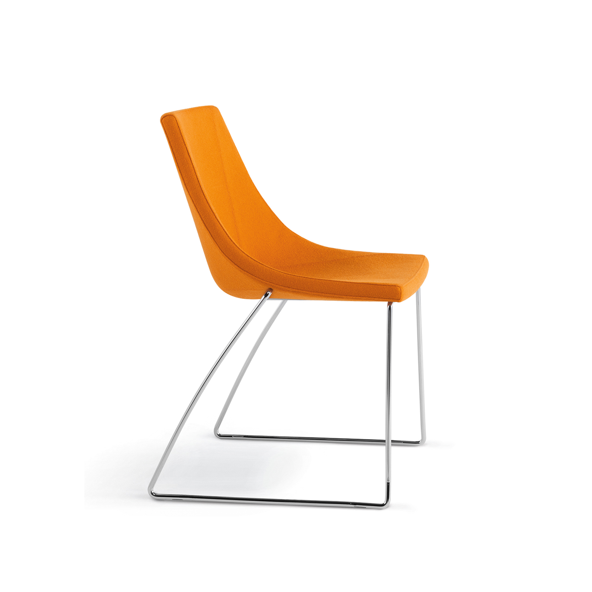 Chirp Guest Chair, Sled Base, Orange Upholstery