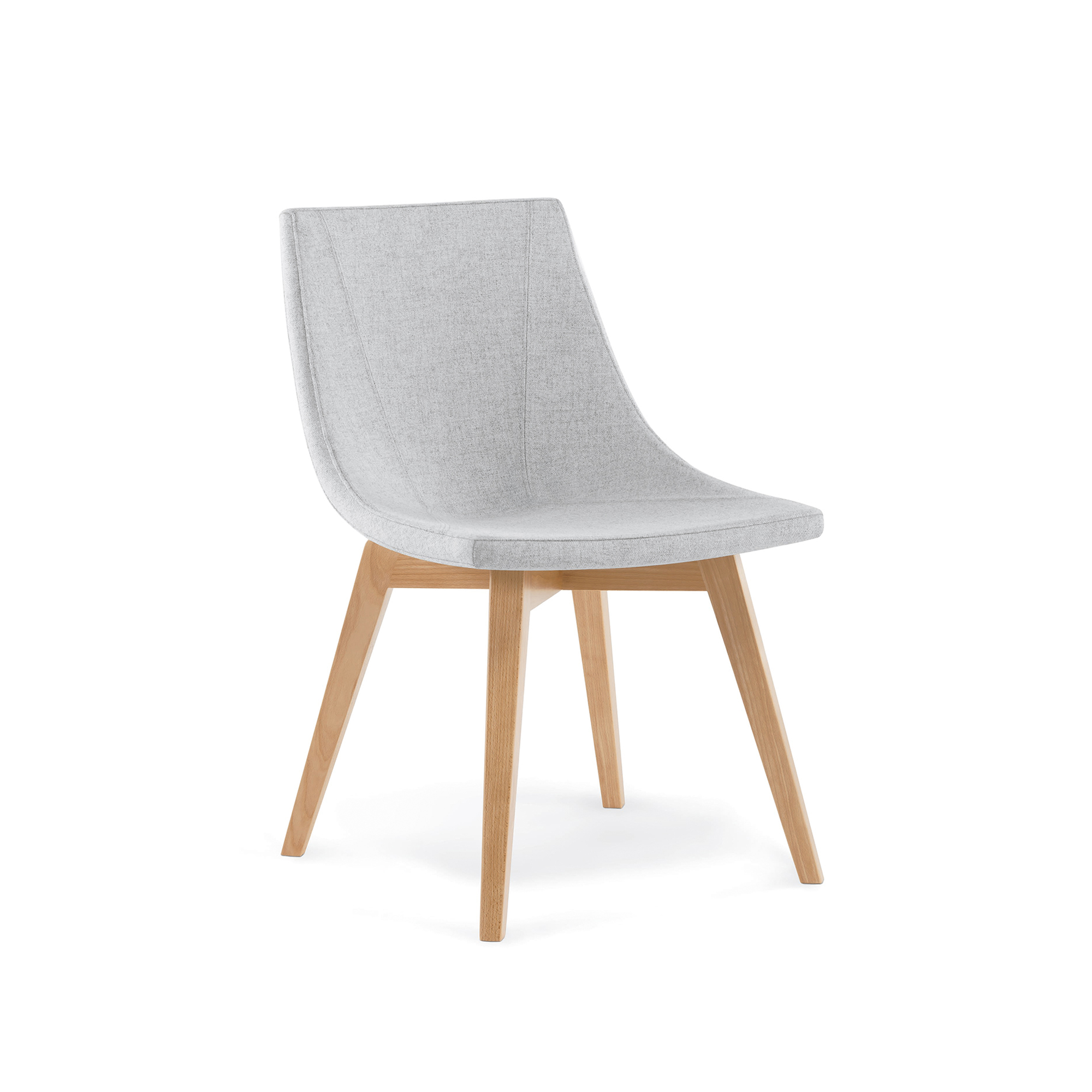 Chirp Guest Chair, Wood Base, Grey Upholstery