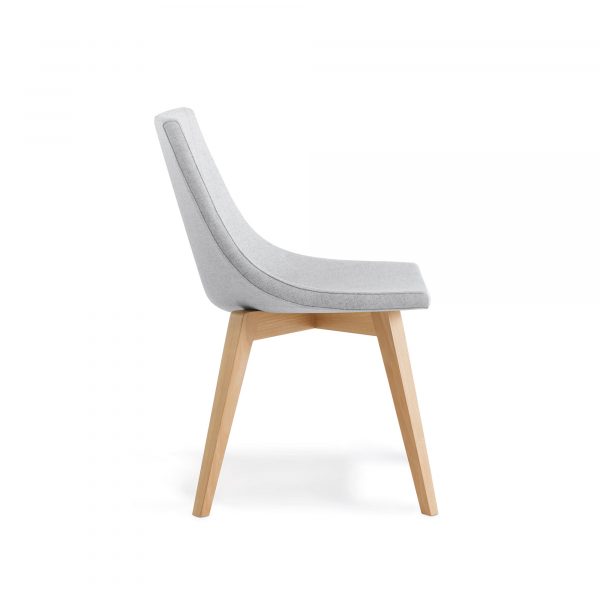 Chirp Guest Chair, Wood Base, Grey Upholstery