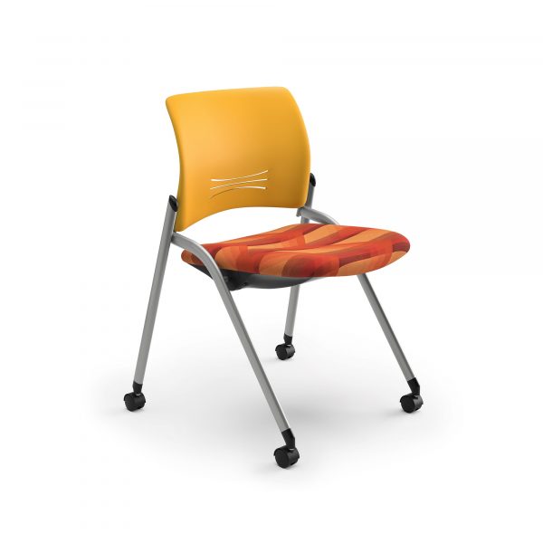 Nexxt Nesting Guest Chair, Armless, Poly Back, Casters