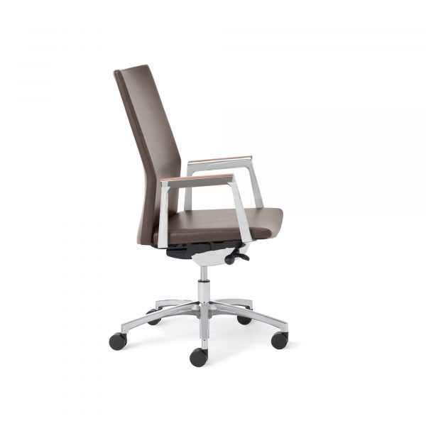 Notion Mid-Back Executive/Conference Chair, Aluminum Arms, Wood Arm Caps, Side View