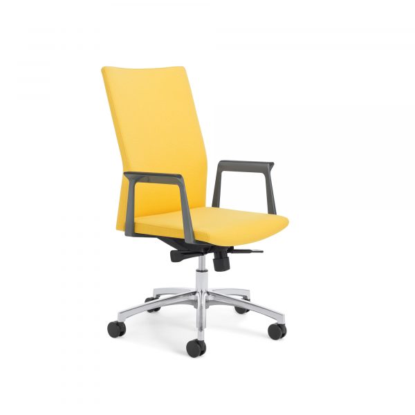 Notion Mid-Back Executive/Conference Chair, Aluminum Arms, Black Urethane Arm Caps