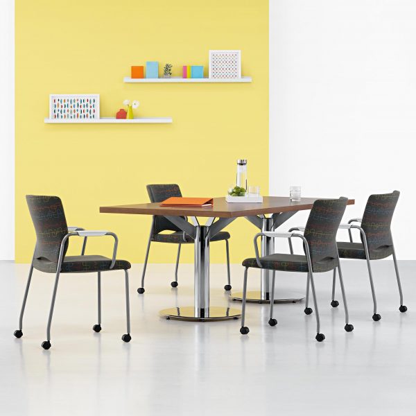 Whim Guest Chairs, Upholstered Seat and Back, Arms, Casters, Meeting Environment
