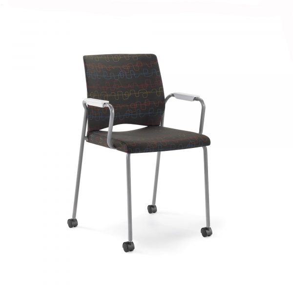 Whim Guest Chair, Upholstered Seat and Back, Arms, Casters