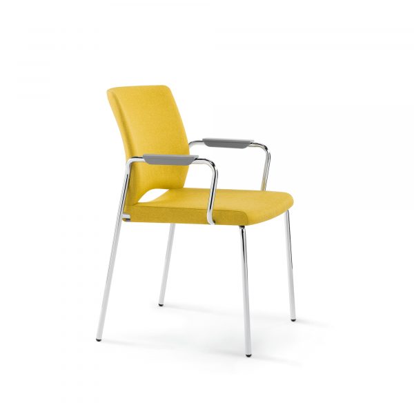 Whim Guest Chair, Upholstered Seat and Back, Arms, Glides