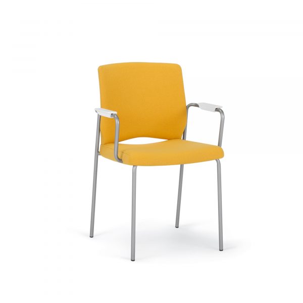 Whim Guest Chair, Upholstered Seat and Back, Arms, Glides