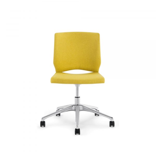 Whim Task Chair, Upholstered Back and Seat, Armless, Front View