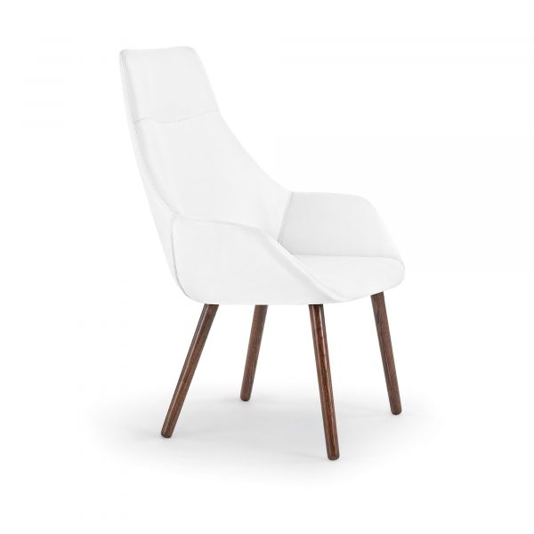 Melina High Back Lounge Chair, Wood Legs