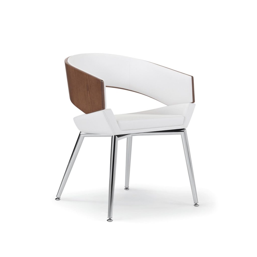 Twirl Guest Chair, Wood Back, 4-Leg Metal Base