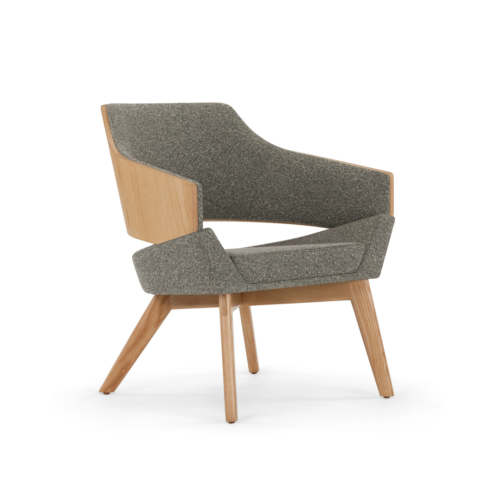 Twirl Lounge Chair, Wood Back, 4-Leg Wood Base