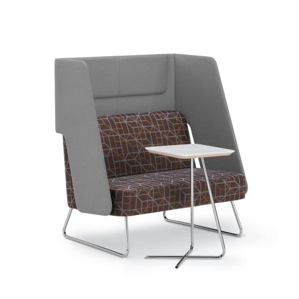 Visor Private Love Seat, Sled Base with Clipse Pull-Up Table