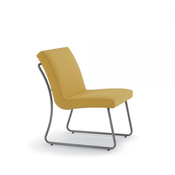 Cielo Lounge Chair, Sled Base, Yellow Upholstery
