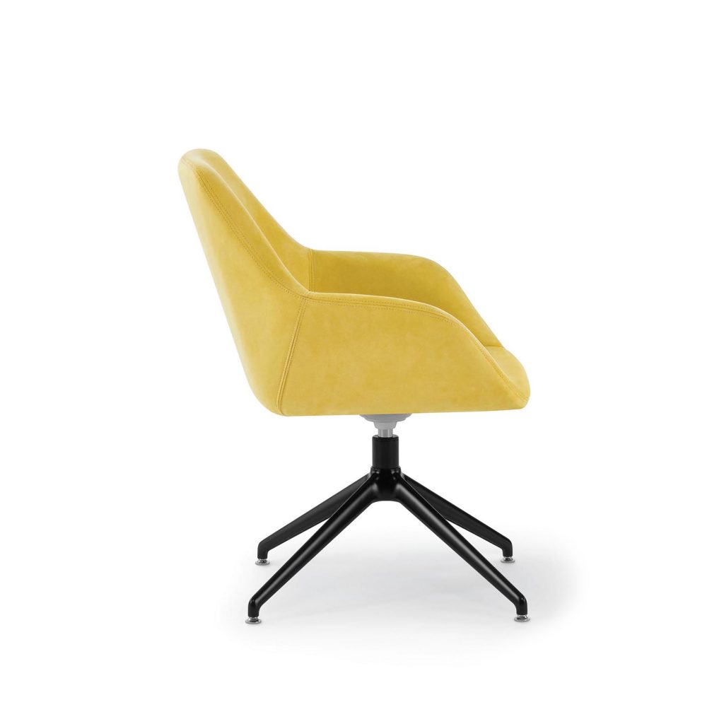 Melina Guest Chair, Metal Swivel Base, Side View