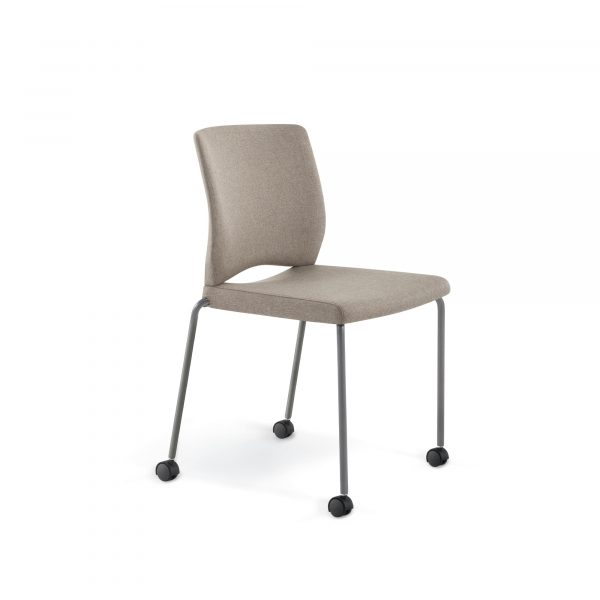 Whim Guest Chair, Upholstered Seat and Back, Armless, Casters