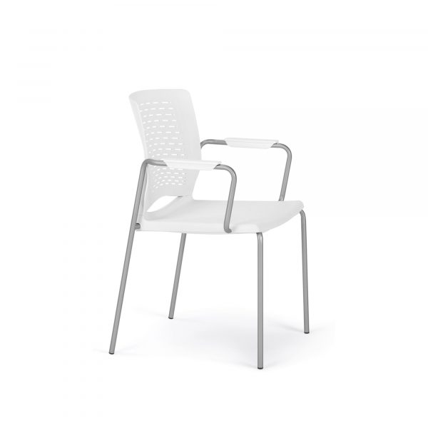 Whim Guest Chair, Poly Back and Seat, Arms, Glides