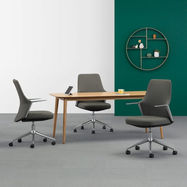 Faction Mid-Back Conference Chairs with Hado Meeting Table
