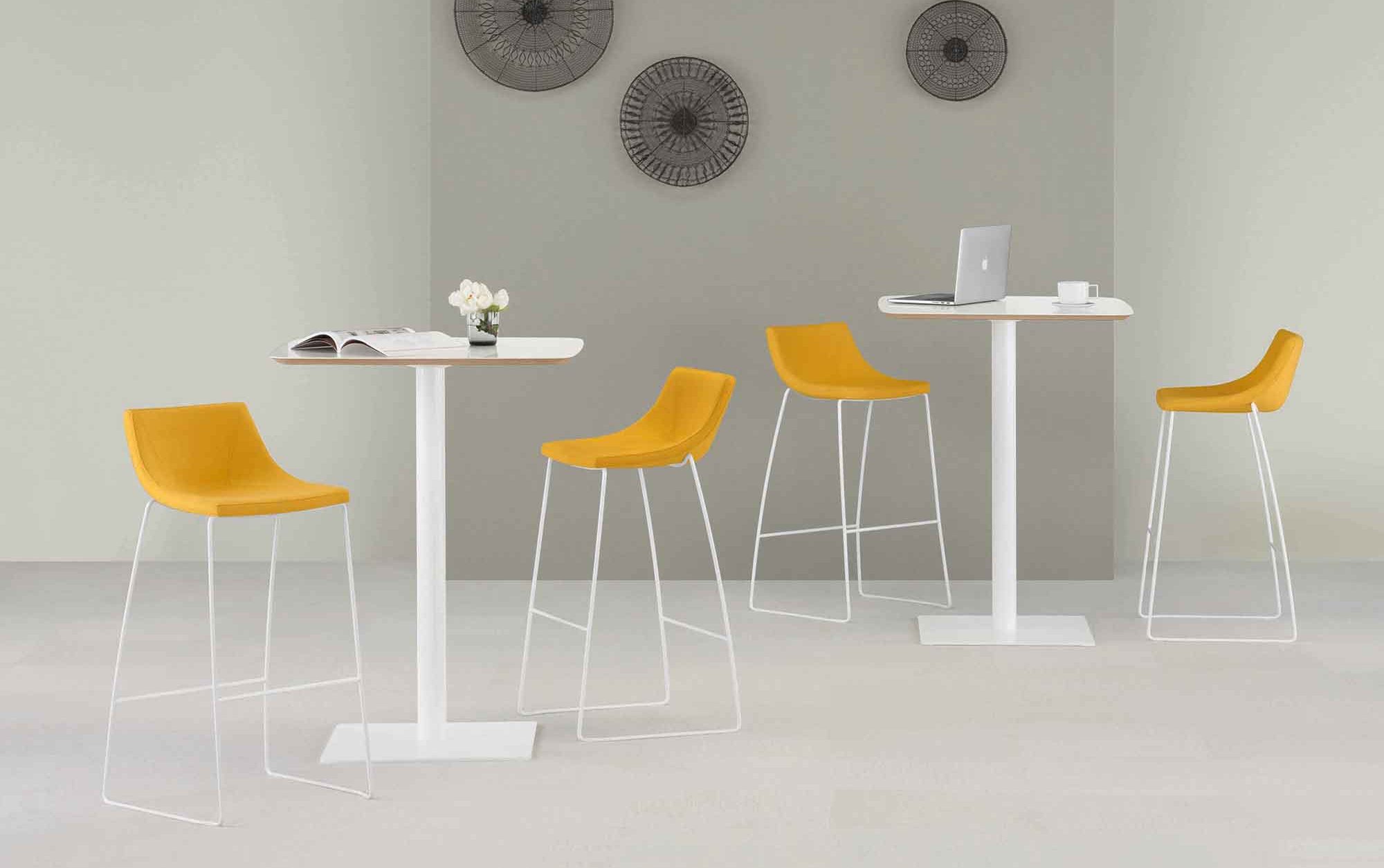 Skyline Meeting Table, Bar Height with Chirp Stools