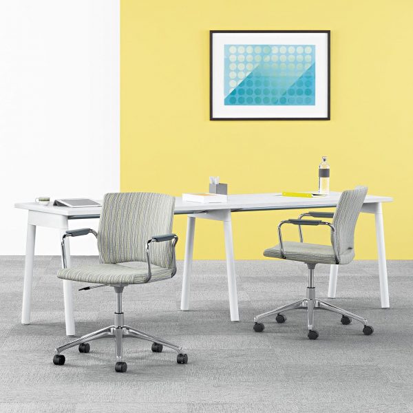 Whim Task Chair, Upholstered Seat and Back, Arms, Desking Environment