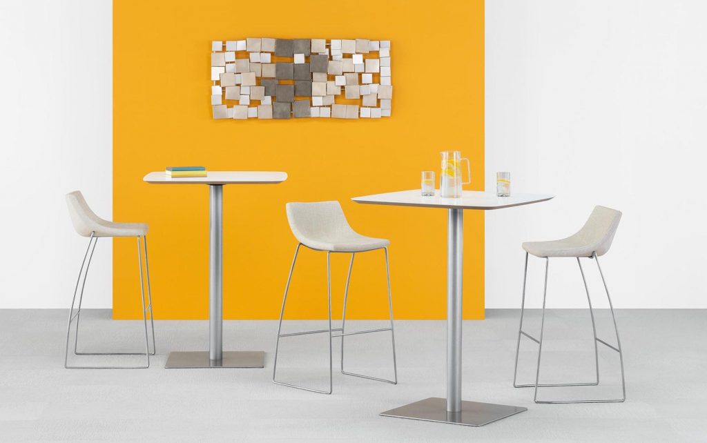 Skyline Meeting Table, Bar Height with Chirp Stools