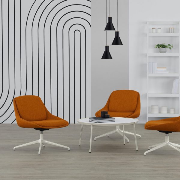Hoom Swivel Base Lounge Chairs with Romp Low Meeting Table