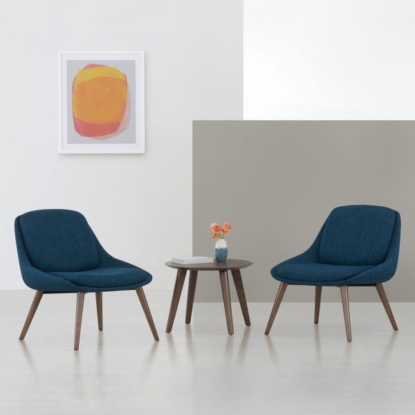 Hoom Lounge Chairs with Wood Legs, Hado Occasional Table