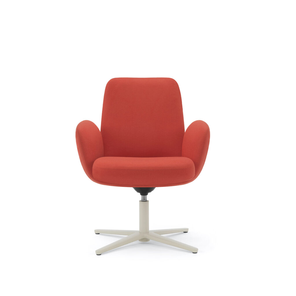 Plumeya MB Guest Chair, Metal Swivel, Front View