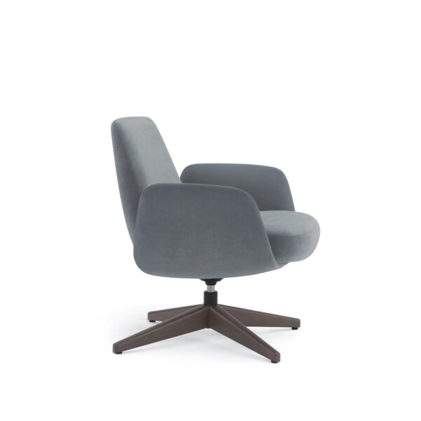 Plumeya MB Lounge Chair, Wood Swivel