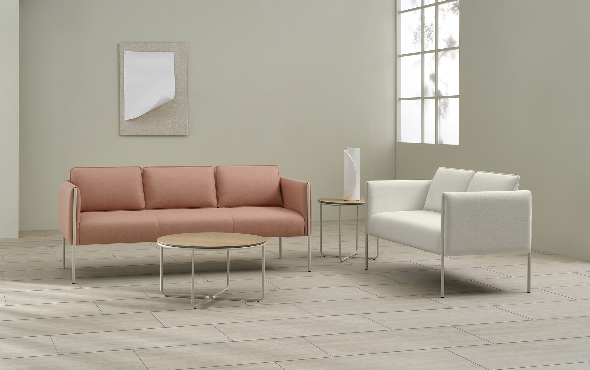 Lapella Love Seat and Sofa with Outset Occasional Tables